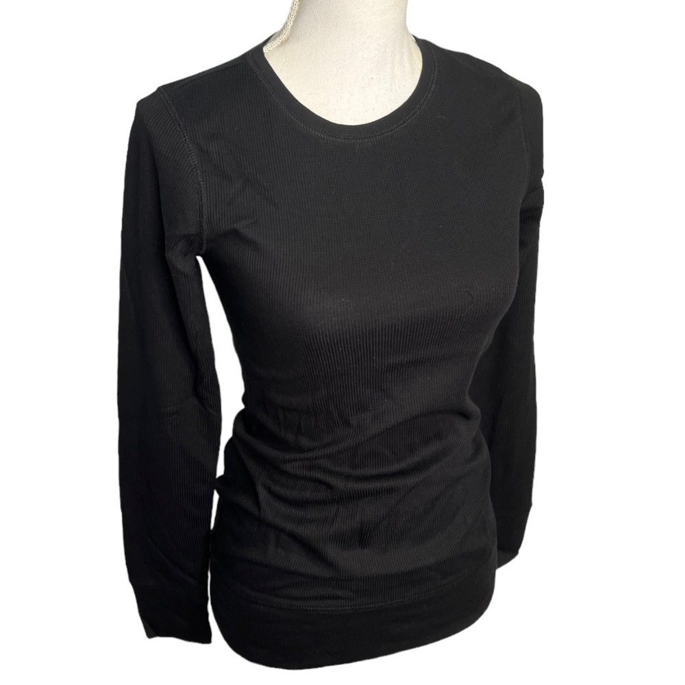 Tresics Top Waffle Thermal Long Sleeve Round Neck Fitted Basic Black Small - Picture 5 of 10